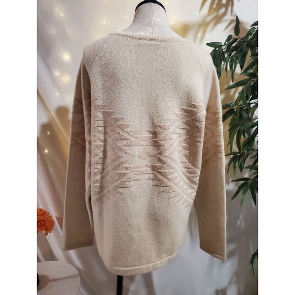 State of Elevenate Womens 100% Lambswool Sweater Size L Aztec Tribal Nordic Knit - Picture 3 of 13
